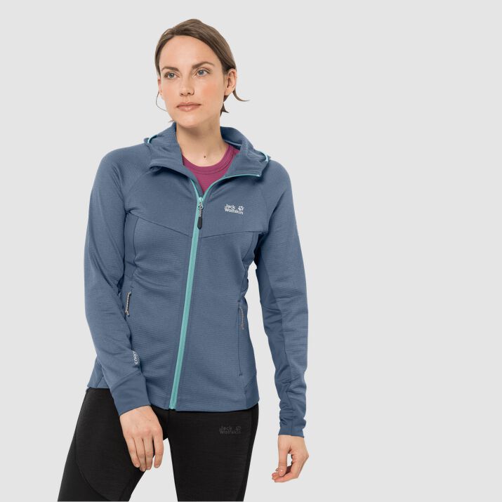 Chamarra Polar Jack Wolfskin Hydro Grid Mujer Azules Mexico-1824136